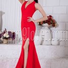 informal halter red chiffon a-line floor length evening dress IMG-6910