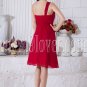 empire red chiffon knee length one shoulder homecoming dress IMG-6933