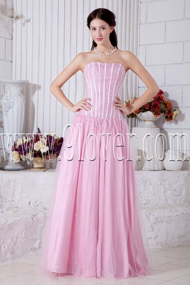 pink strapless neckline straight column floor length prom dress IMG-6900