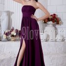purple chiffon strapless neckline a-line floor length informal evening dress IMG-7005