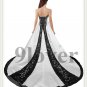 Classcial Black and White Embroidery Wedding Dress