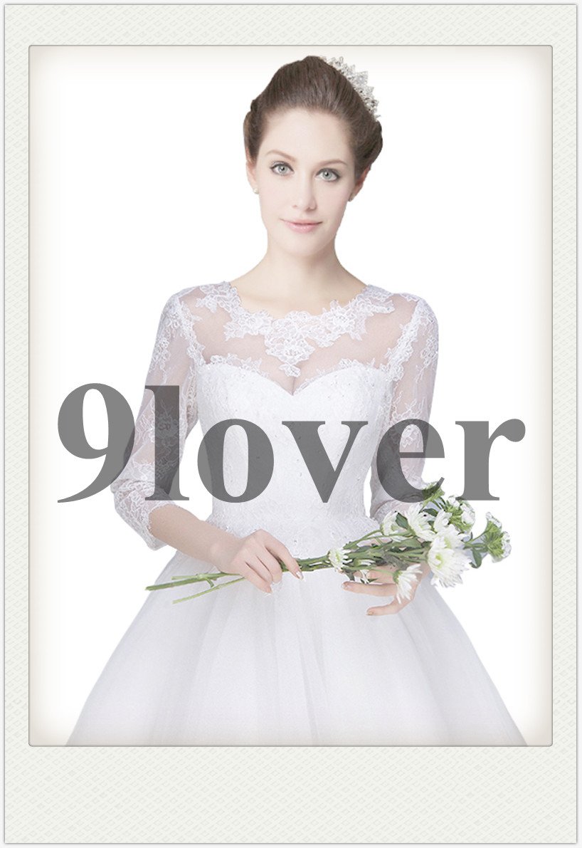 Classical 3/4 Sleeves Short Summer Bridal Gown