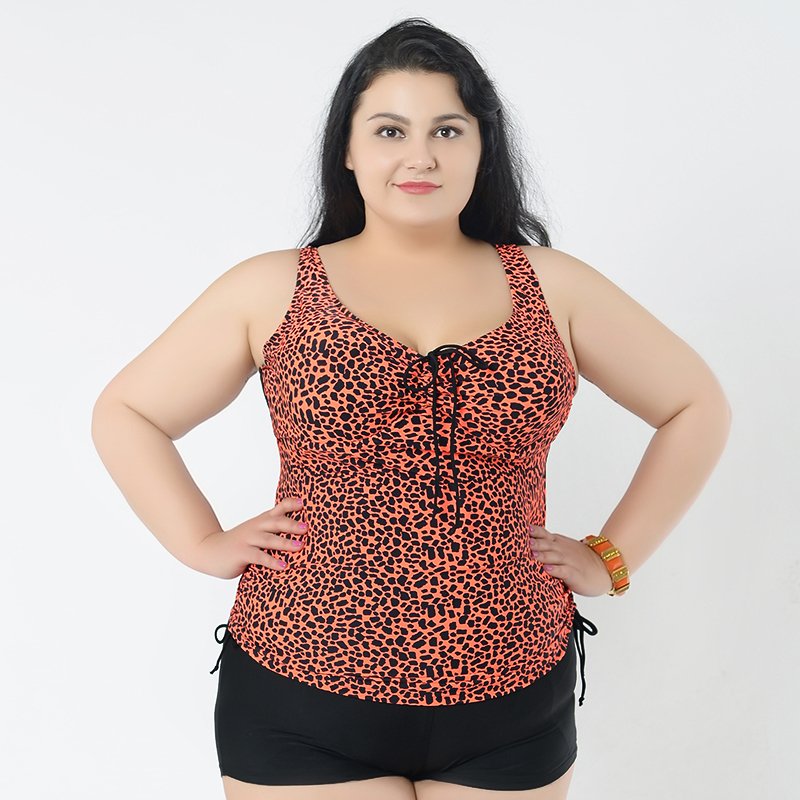Straps Orange Large Size Swimsuit
