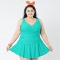 Simple Aqua Plus Size One Pieces Swimsuits