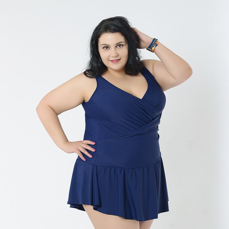 Navy Blue Plus Size One Pieces Swimsuits for Big Bust