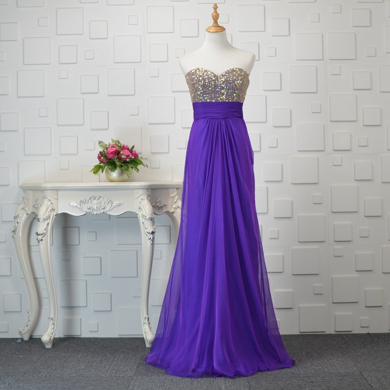 Pretty Sexy Criss Cross Back Purple Long Prom Dress