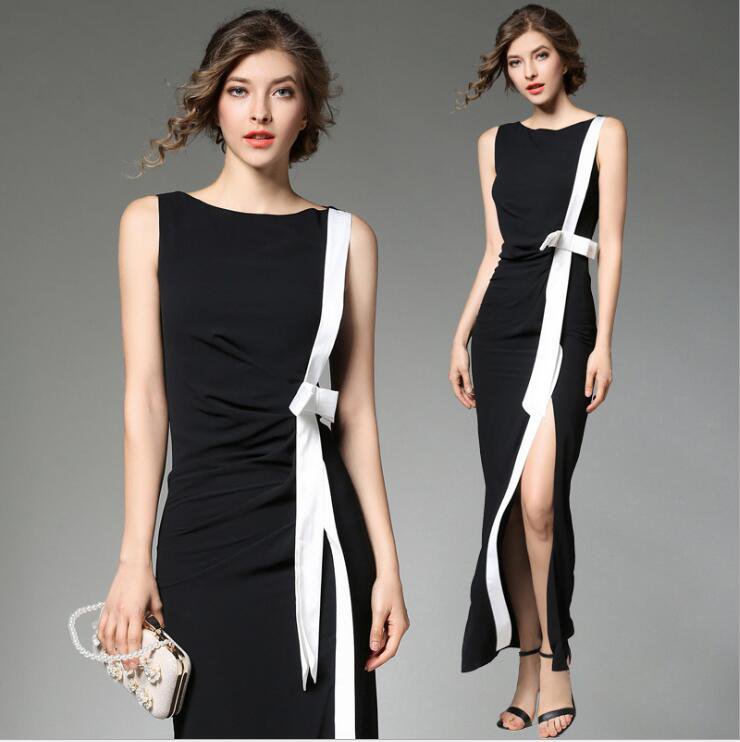 Classical Black and White Maxi Dress