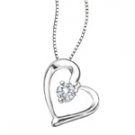 18K White Gold Diamond Sweet Heart Pendant with Chain
