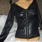 Vivienne Tam-Sexy Black Zip Up Top with red embellishments down the front