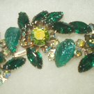 Judy Lee-Large Vintage Emerald Rhinestone Brooch Aurora Borealis-Green Shades Bold Judy Lee-Large Vintage Emerald Rhinestone Brooch Aurora Borealis-Green Shades Bold
