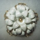 Stunning Large Vintage Sarah Coventry Womans Brooch-Dimensional Enamel White Petaled Flower