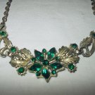 Vintage Marquise-Shaped Deep Emerald Rhinestone Flower Necklace Vintage Marquise-Shaped Deep Emerald Rhinestone Flower Necklace