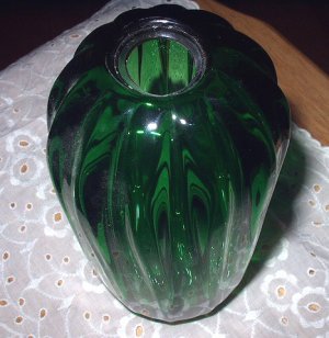 Unique Shaped Deep Emerald Green Decorative Art Glass Bud Vase-Chatham Glass Co.-SIGNED