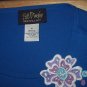Bob Mackie Womans Top-Size Medium-Ocean Blue Blouse with Floral Embellishment