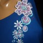 Bob Mackie Womans Top-Size Medium-Ocean Blue Blouse with Floral Embellishment