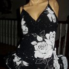 Slinky Black Dress with White Flowers Glittery-Size M-Super Sexy Slinky Black Dress with White Flowers Glittery-Size M-Super Sexy