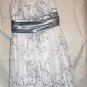 White & Silver Sashed Sparkly Glitter Spaghetti Strap Cocktail Evening Dress Size M Excellent NWT