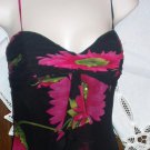 Beautiful Silk Dress XS / Size 2 Black & Fuschia Pink Flowers Spaghetti Strap Gown NWT Excellent Beautiful Silk Dress XS / Size 2 Black & Fuschia Pink Flowers Spaghetti Strap Gown NWT Excellent