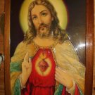 Jesus Christ Sacred Heart Religious Antique Lithograph Large Clear Coat Dimensional Jesus Christ Sacred Heart Religious Antique Lithograph Large Clear Coat Dimensional