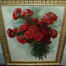 Paul de Longpre 1899 Red Carnation Flower Bouquet Title The Lawson Pink Original Chromolithograph