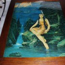 Indian Maiden Water Falls Majestic Mountains Rare Large Size Antique Original Lithograph