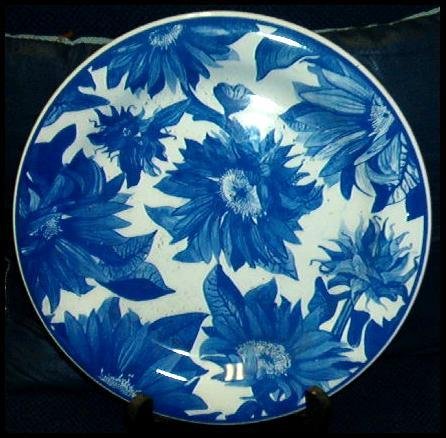 MINT QUADRIFOGLIO CERAMIC PLATE ITALIAN BLUE FLORAL