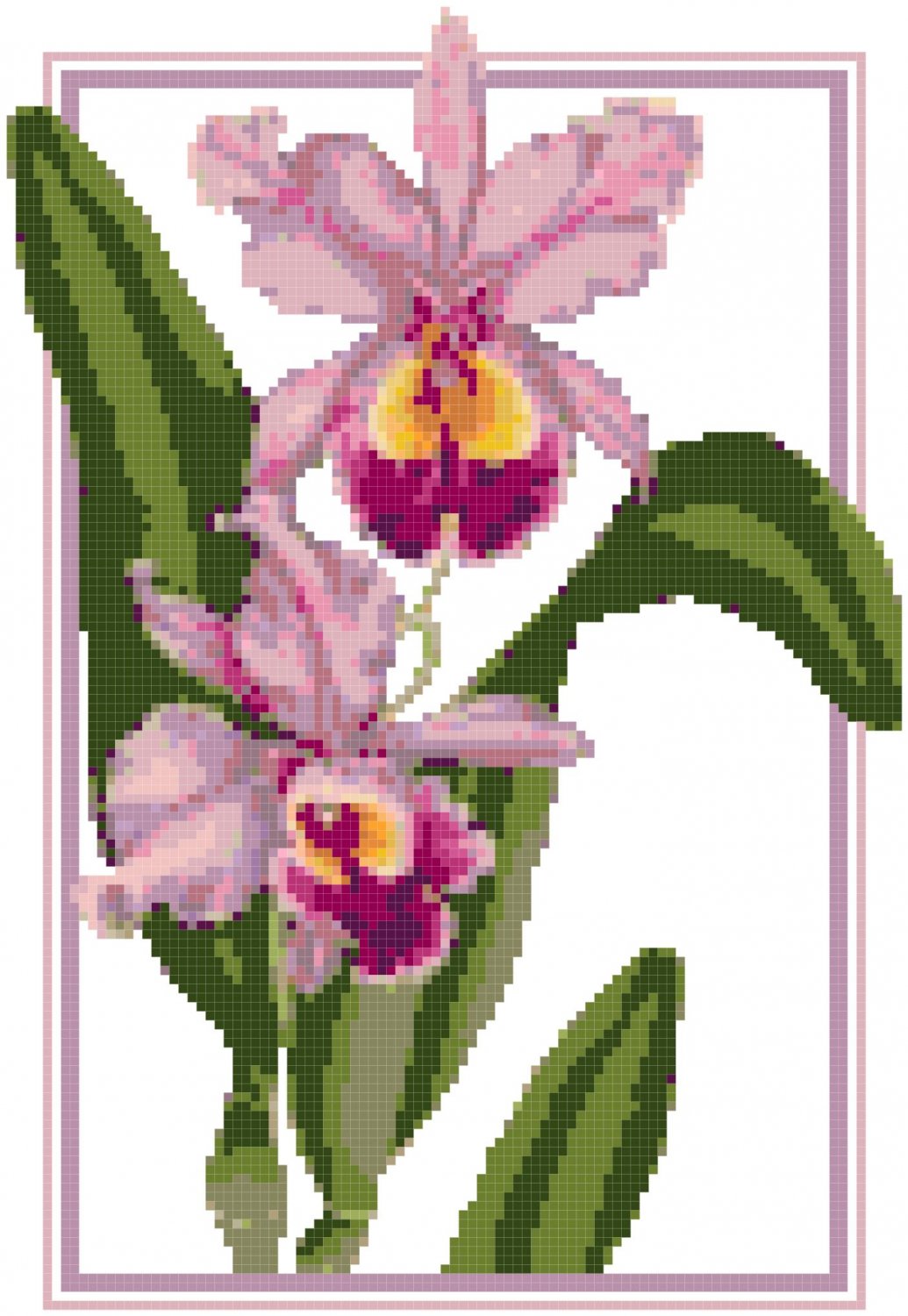 Deep Lavender Orchids Pattern Chart Graph