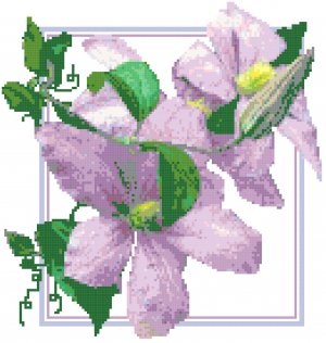 Lavender Clematis and Bud Pattern Chart Graph