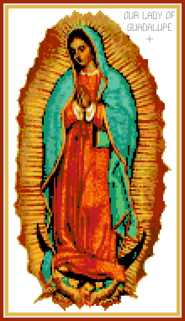our lady of guadalupe pattern chart graph dmc floss number color chart
