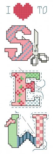 I Love to Sew Bookmark Pattern Chart Graph