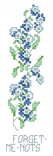 Forget-Me-Nots Bookmark Pattern Chart Graph