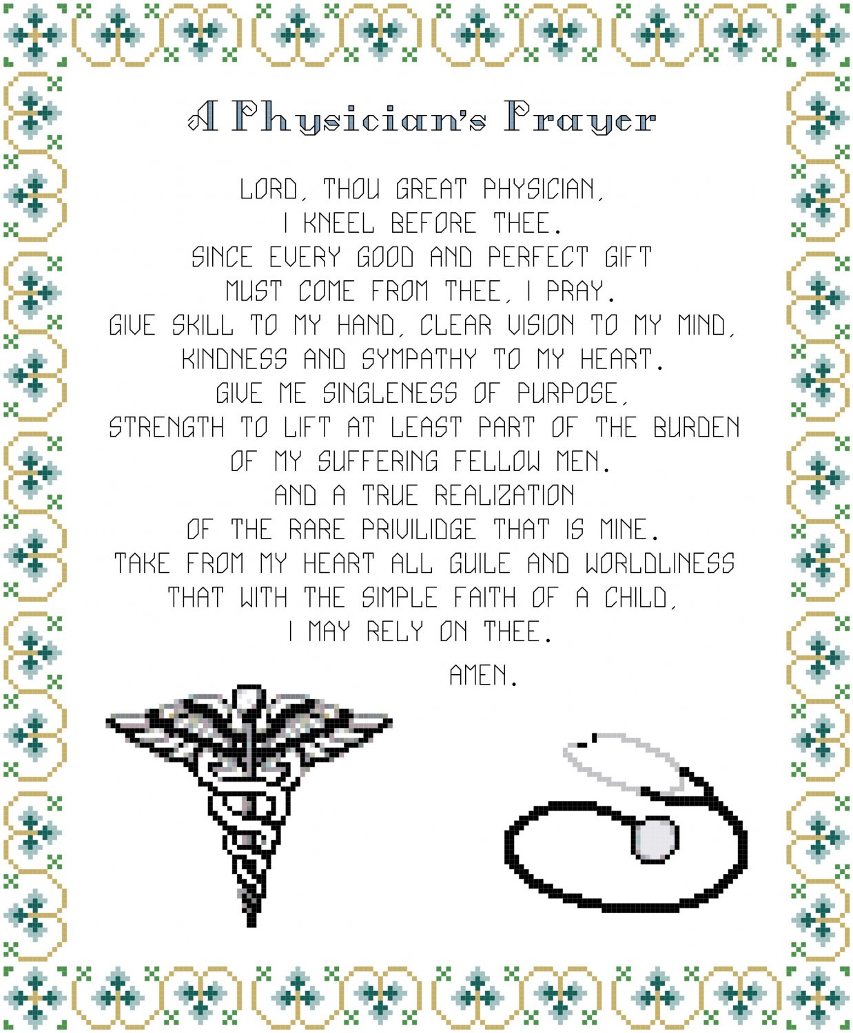 A Physician's Prayer Pattern Chart Graph