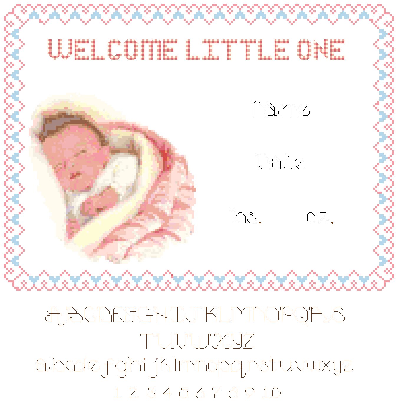 Baby Girl Birth Record Pattern Chart Graph