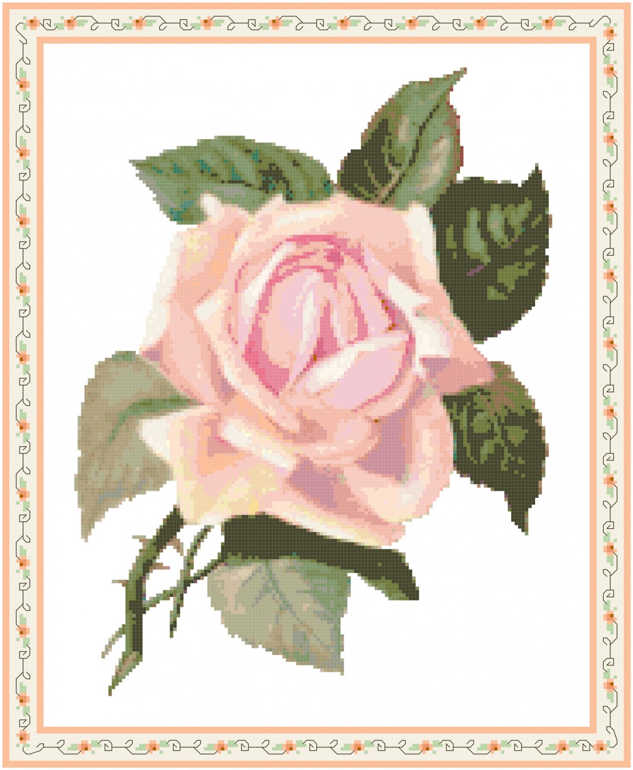 Petal Pink Rose Pattern Chart Graph