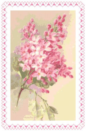 Old Fashioned Pink Lilacs Pattern Chart Graph