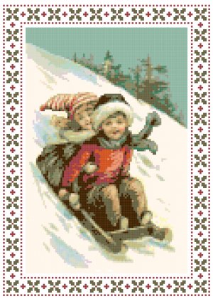 Old-Fashioned Sledding Fun Pattern Chart Graph
