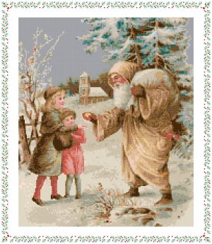 Vintage Gold Santa Pattern Chart Graph