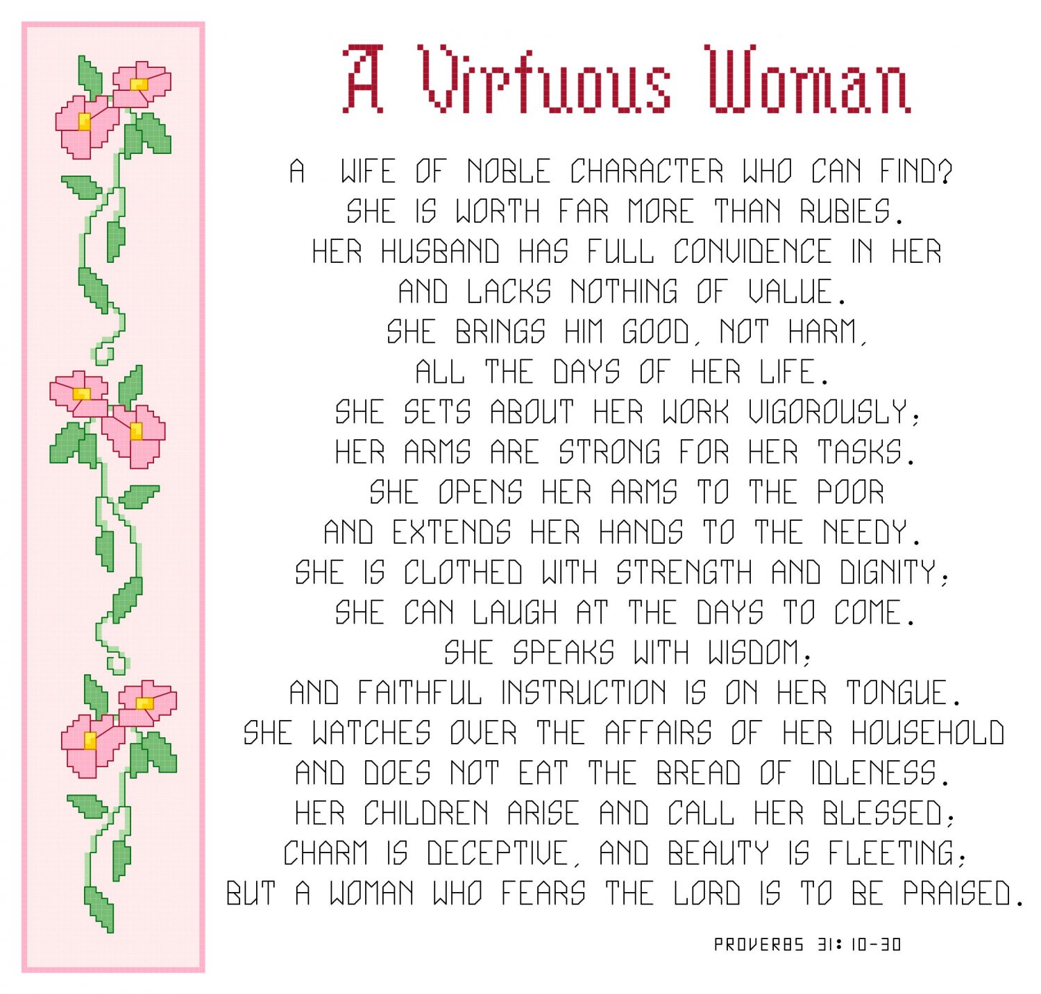 A Virtuous Woman Pattern Chart Graph