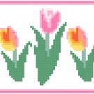 Pink Tulip Border Pattern Chart Graph