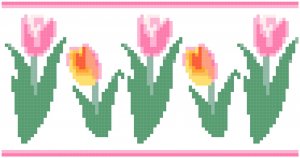 Pink Tulip Border Pattern Chart Graph