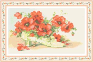 Poppies in a Victorian Shoe Pattern Chart Graph