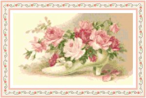 Roses in a Victorian Shoe Pattern Chart Graph