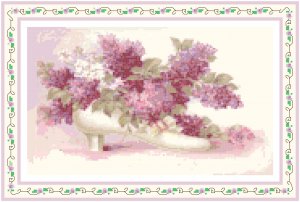 Lilacs in a Victorian Shoe Pattern Chart Graph