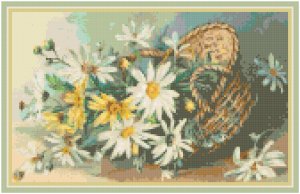 Daisies in a Wicker Basket Pattern Chart Graph