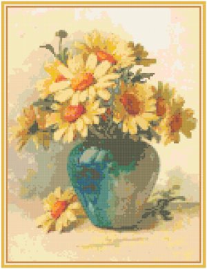 Marguerites in a Vase Pattern Chart Graph