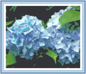 Sky Blue Hydrangeas Pattern Chart Graph