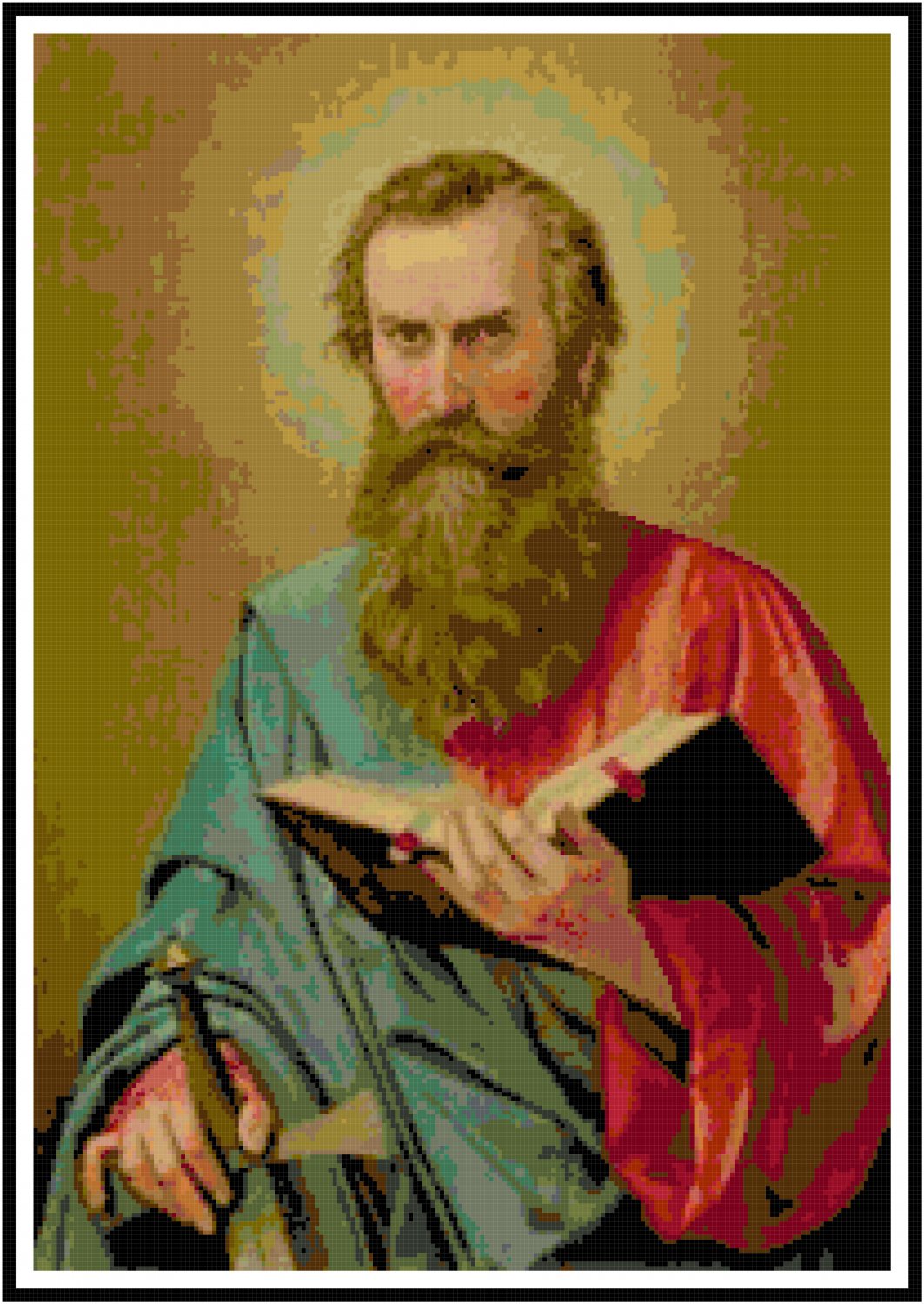 St Paul The Apostle Cross Stitch Pattern Chart Graph