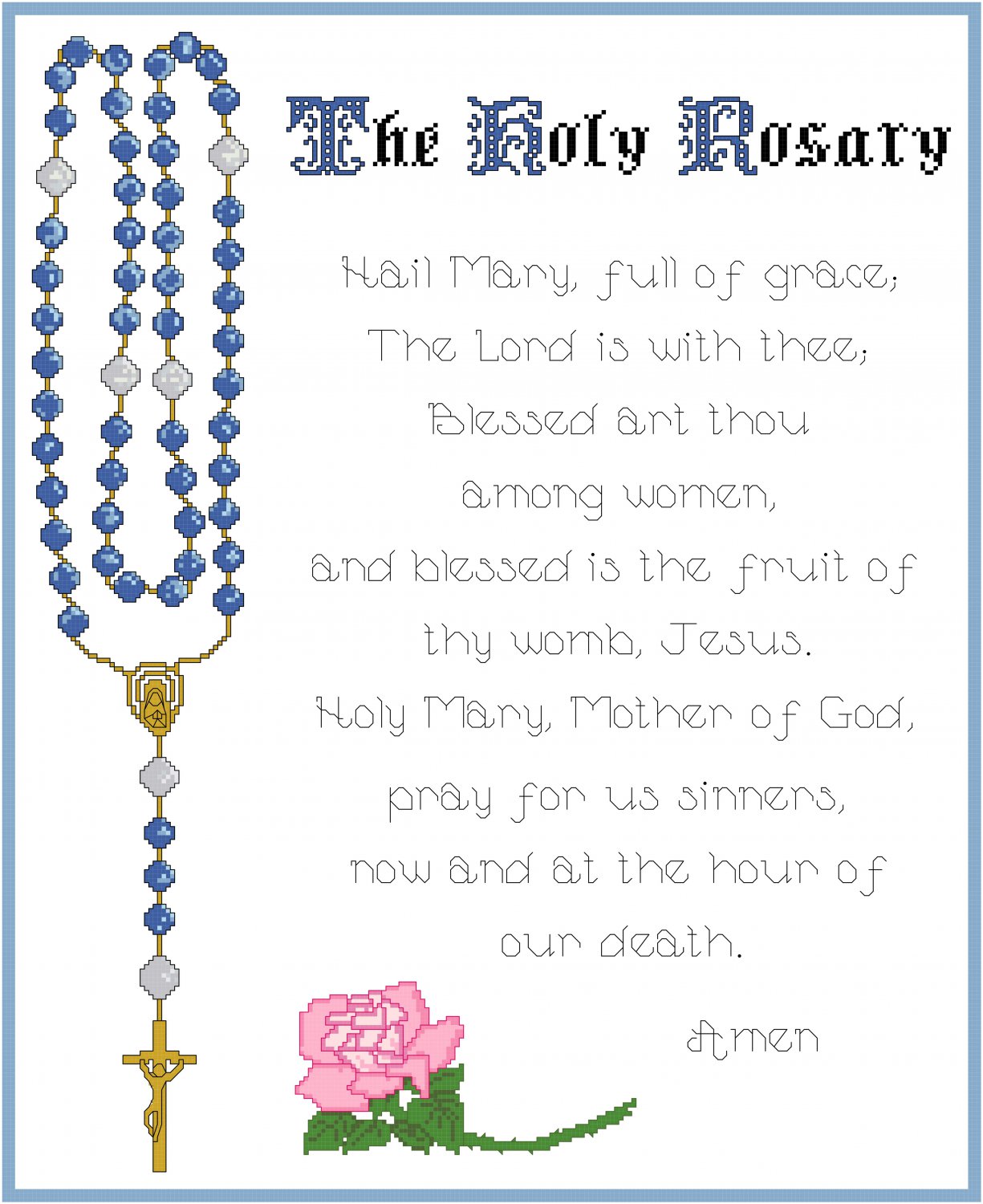 The Holy Rosary Cross Stitch Pattern Chart Graph