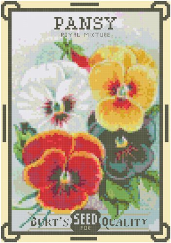 Antique Pansy Flower Seed Packet Pattern Chart Graph