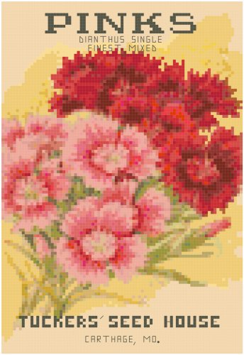 Antique Pinks Flower Seed Packet Pattern Chart Graph
